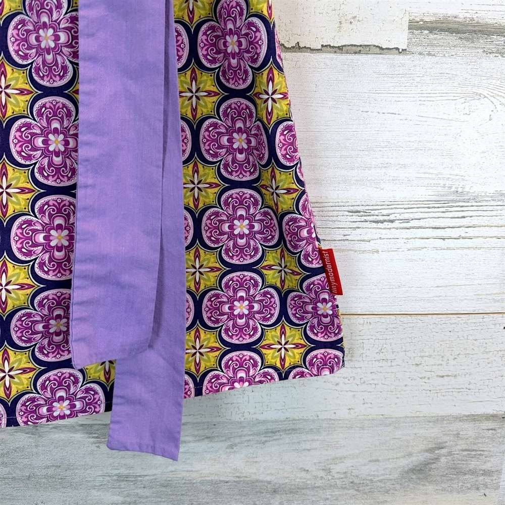 Tiny Modernist Purple Floral Bow Dress 4T Cottagecore Whimsical Boho Boutique - Picture 9 of 12